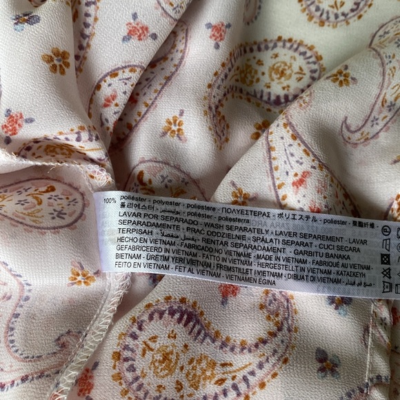 Zara pale pink paisley print blouse long sleeves size Medium, oversized - Picture 9 of 10